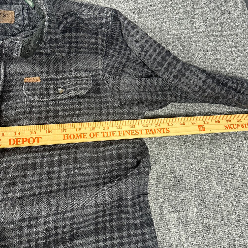 Orvis Mens Large Gray Plaid Heavy Flannel Shirt Button Up Soft Outdoor Hiking - Picture 7 of 7